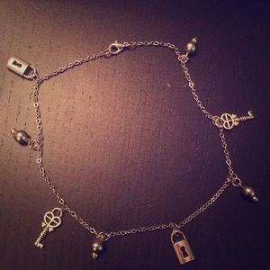 Sterling Silver Lock and Key Anklet